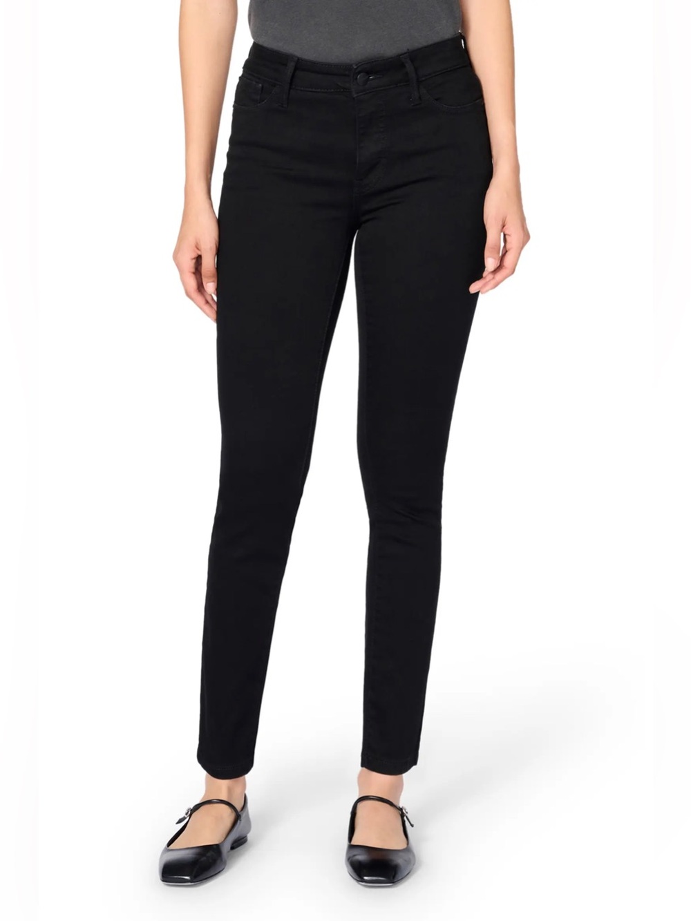 Warp + Weft JFK Mid Rise Skinny Jeans in Black